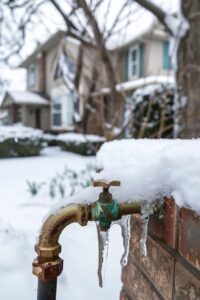 Houston home being winterized: insulated pipes and protected outdoor faucets
