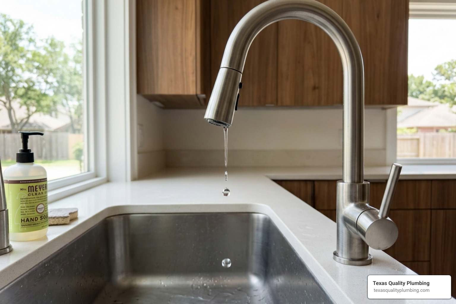 Faucet Repair & Installation 7 dripping kitchen faucet wasting water in a Houston home - how a dripping faucet wastes hundreds of gallons per year